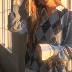 Preppy Style Argyle Sweater