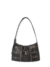 Buckled Strap Pu Leather Shoulder Bag