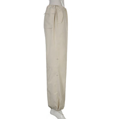 Size Friendly High Waist Parachute Cargo Pants