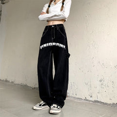 Retro Love Letters Loose Straight Mop Jeans