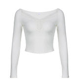 Lace Trim Patchwork Long Sleeve Knit Top