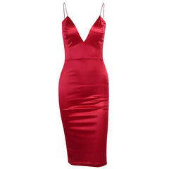 V-neck satin strap dress