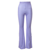 Purple High Waist Hip Flare Casual Pants