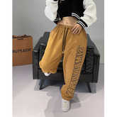 Vintage Letter Graphic Black Baggy Sweatpants