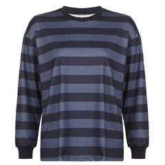Crew Neck Striped Oversize Sweatshirt