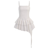 Embroidery Cutout Irregular Hem Slim Mini Dress