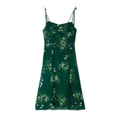 Lace Up Slit Green Midi Dress