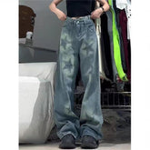 Washed Star Print Loose Jeans