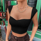 Short Sleeve Ribbed Crop Top