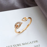 Love Ring Leaf Rhinestone