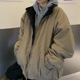 Solid Color Vintage Zip Up Jacket