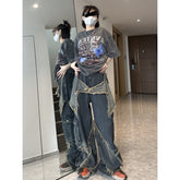 Star Patch Distressed Blue Boyfriend Jeans