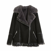 Fur Jacket With Lamb Hair Belt