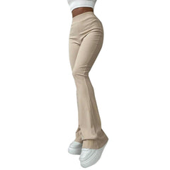 Rib Knit High Waist Flare Pants