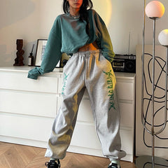 Grunge Print Retro Sweatpants