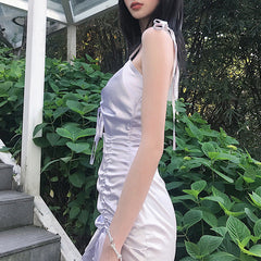 Strap bow knot V-neck dress