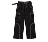 Contrast Stitch Baggy Cargo Pants