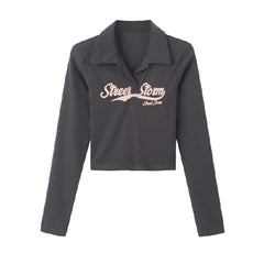 Y2K Long Sleeve Ribbed Knit Crop Top