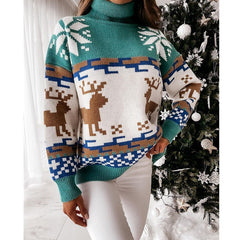 Turtleneck Christmas Jacquard Knitted Sweater