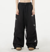 Vintage Star Print Loose Drawstring Sweatpants