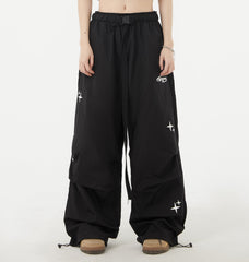 Vintage Star Print Loose Drawstring Sweatpants