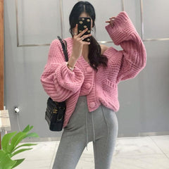 Buttoned Cable Knit Cardigan