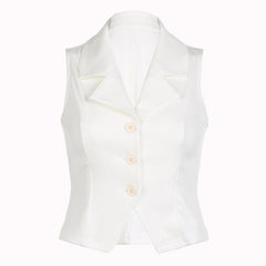 White Sleeveless Button Front Blouse