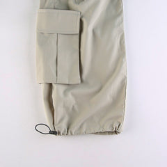 Ruched Pocket Detail Parachute Cargo Pants