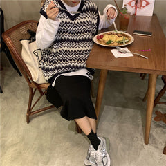 V Neck Chevron Sweater Vest