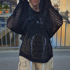 Hollow Out Star Crochet Knit Top