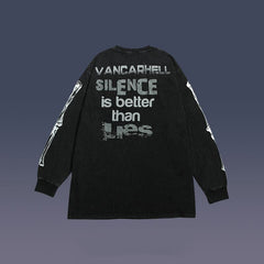 Loose Long-sleeved Retro Distressed Skull Love Print Sweatshirt