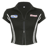 Lapel Collar Contrast Zip Short Sleeve Tee