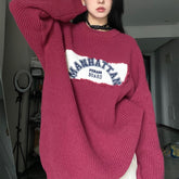 Patched Logo Embroidery Pullover Sweater