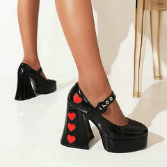 High Heels New Love Stitching Platform Chunky Sandals