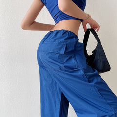 Size Friendly Straight Leg Parachute Cargo Pants