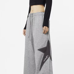 Star Patch Baggy Gray Sweatpants