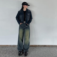 Vintage Gradient Wash Straight Leg Jeans