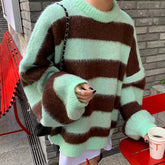 Crew Neck Pullover Striped Knit Sweater