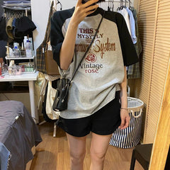 Vintage Rose Raglan Sleeve Tee