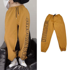 Vintage Letter Graphic Black Baggy Sweatpants
