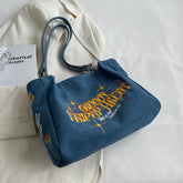 Aesthetic Large Canvas Embroidered Shoulder Bag