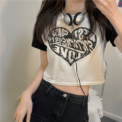 Vintage Heart Logo Raglan Sleeve Crop Top