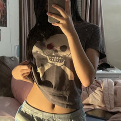 Punk Skull Print Crop Top