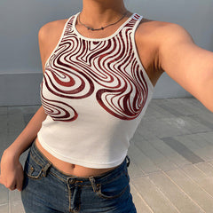 Sexy Corrugated Print Sleeveless Top