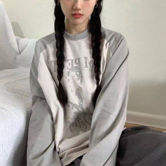 Vintage Print Raglan Sleeve Oversized Sweatshirt