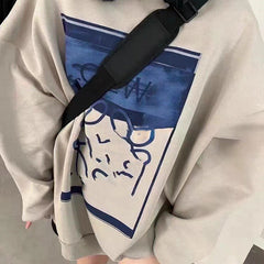 Vintage Patch Oversize Pullover Graphic Sweatshirt