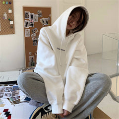 Letter Embroidery Baggy Hoodie