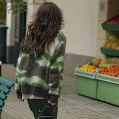 Camo Jacquard V Neck Cardigan