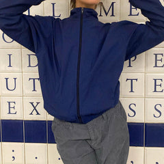 90s Contrast Piping Zip Up Jacket