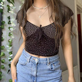 Lace Trim Floral Fairy Crop Top